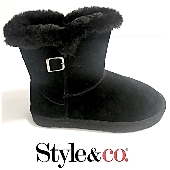 NWOB, Style & Co, BRAND NEW❣️ Black Suede Leather Booties - Picture 2 of 9